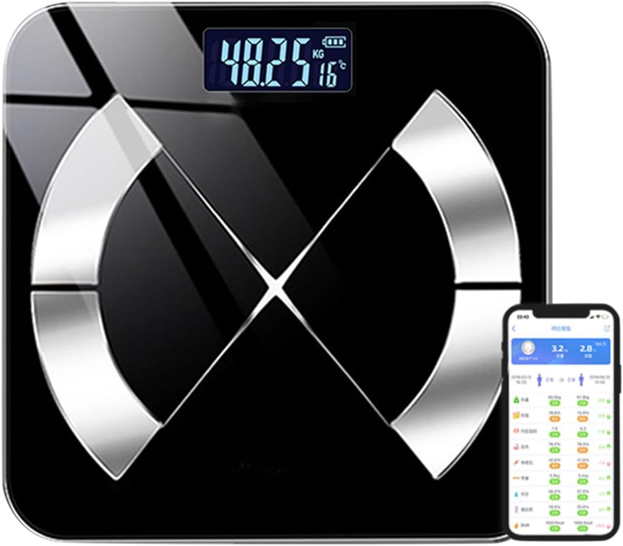 MhepzolSmart Scale for Body Weight, Bluetooth Weighing Scale, 81 Measurements Including Weight, Body Fat, BMI, Muscle & Bone Mass, Digital Bathroom Scale