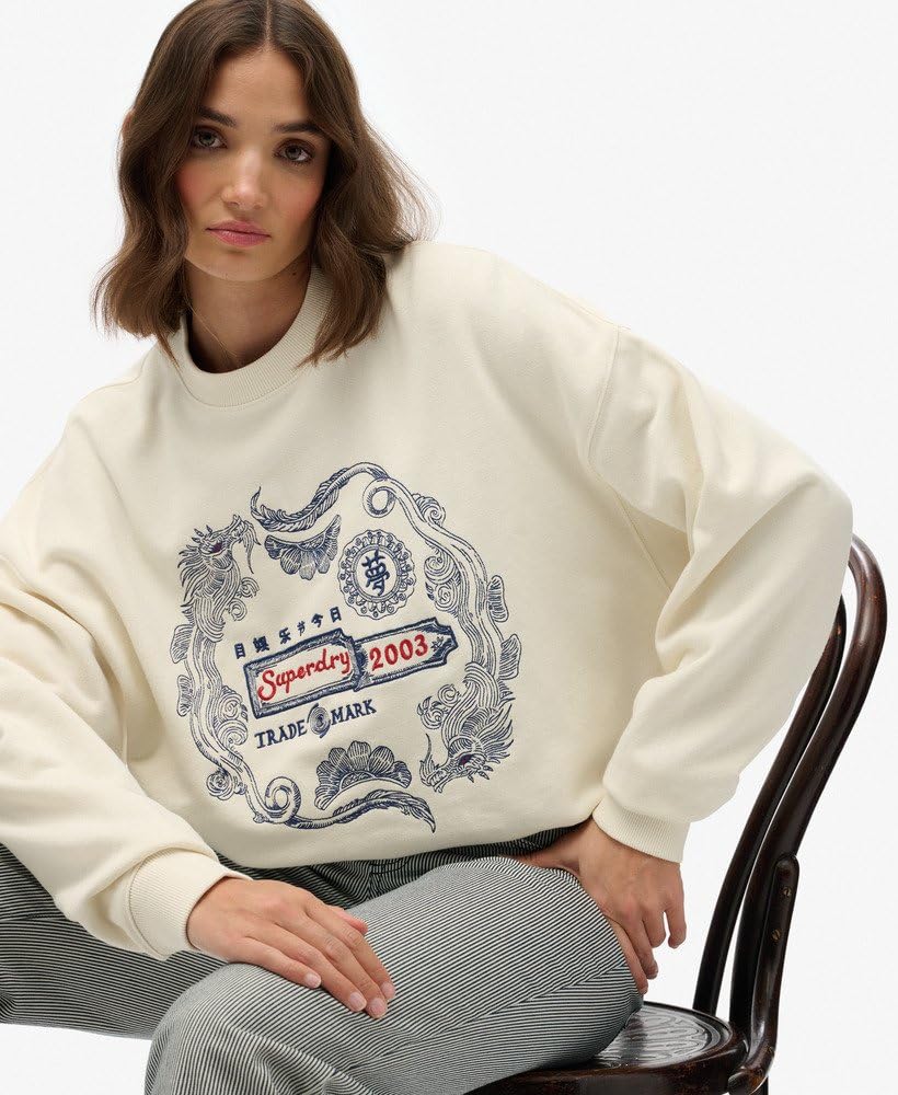 Superdry Damska bluza Tokyo Narrative Oversized Wollweiß 38