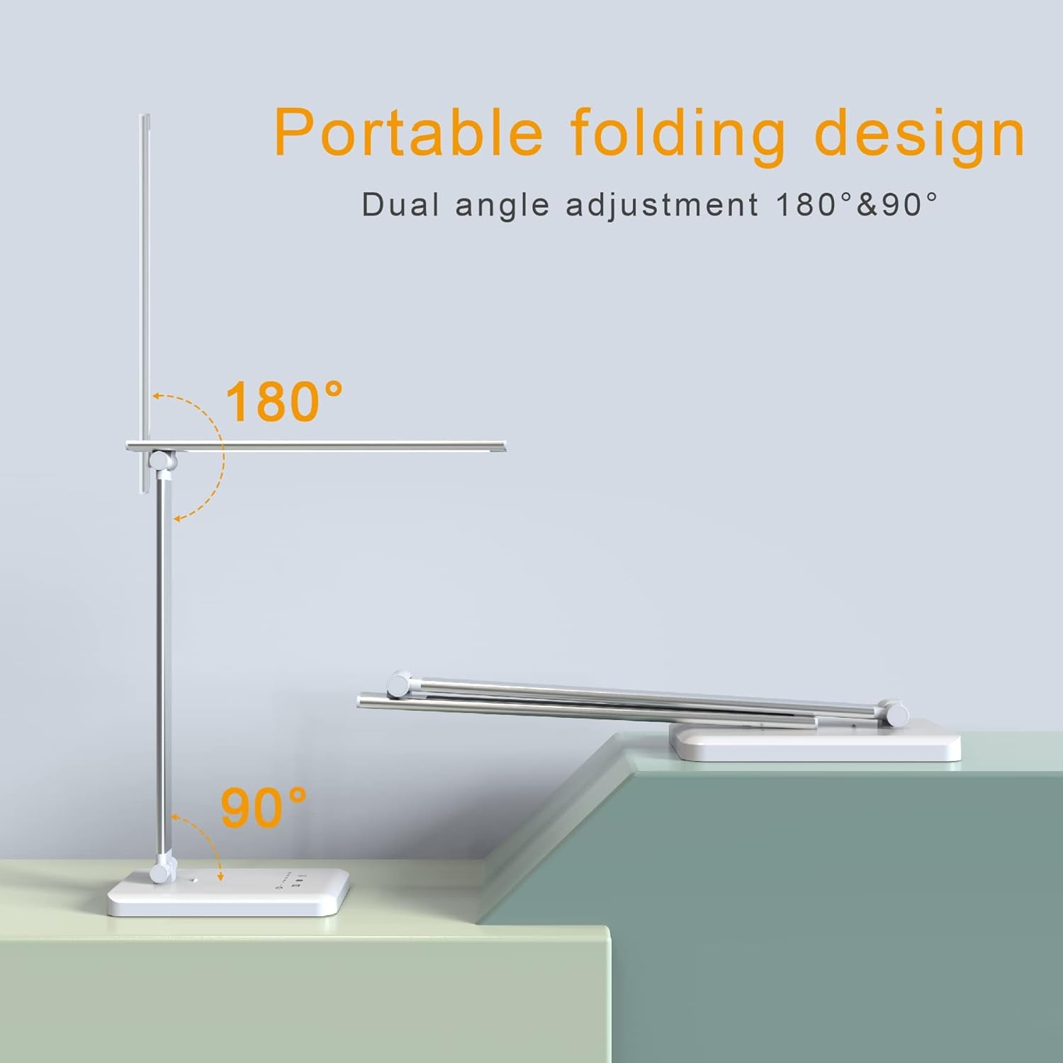 sylvwin LED Desk Lamp,Dimmable Desk Light with USB Charging Port for Home Office, 5-Level Brightness & 5 Lighting Modes, Modern Eye-Caring Table Lamps, Touch Control, 45min Auto Timer - White - - 