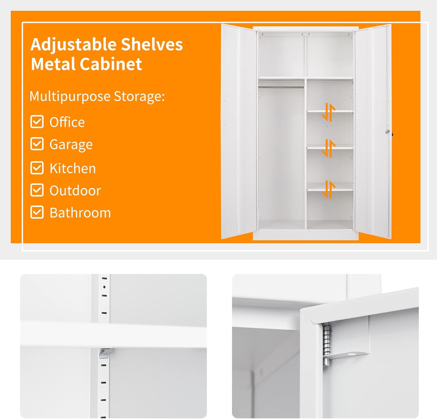 Buy MIIIKO Steel Wardrobe with 2 Doors, White Metal Locker
