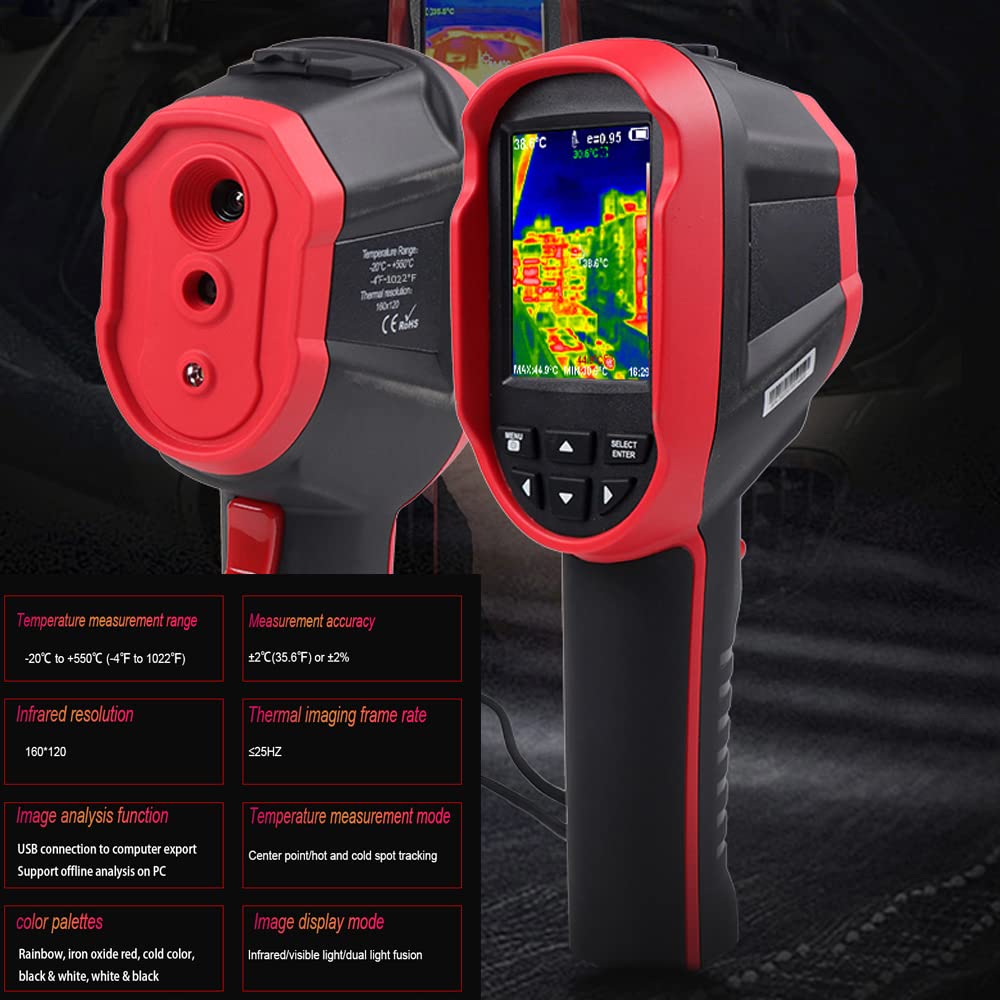 Irfora Tragbare Infrarotsensoren Tragbare Wärmebildkamera 2,8 Zoll 240 * 320 TFT-Display 640 * 480 sichtbare Lichtauflösung Klare Bildkamera -20 ℃ bis 550 ℃ Temperaturmessgerät