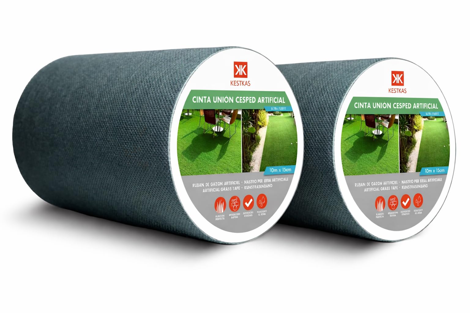 Adesivo per Prato Sintetico 15cm x 10m (Pack 2) Nastro Prato Sintetico - Nastro Adesivo per Erba Artificiale - Erba Sintetica per Esterno - Tappeto da Giardino