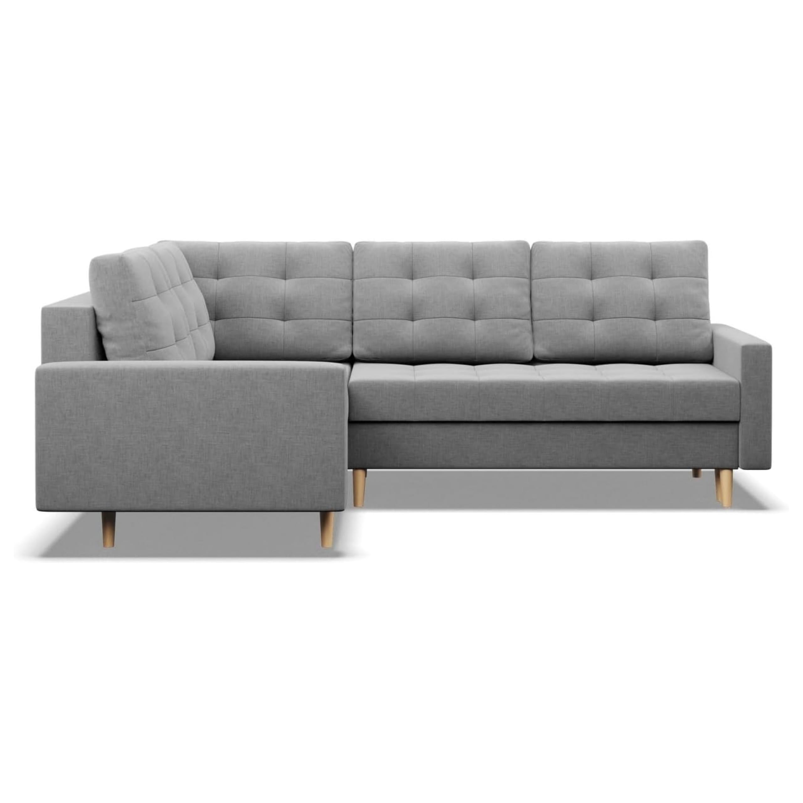 Mebligo - Ecksofa mit Schlaffunktion und Bettkasten Elma, Eckcouch mit Ottomane Links, Sofa L Form (BxTxH) 223 x 172 x 88 cm, Couch Wohnzimmer, Ecke Sofa, Grau (Lux 32)