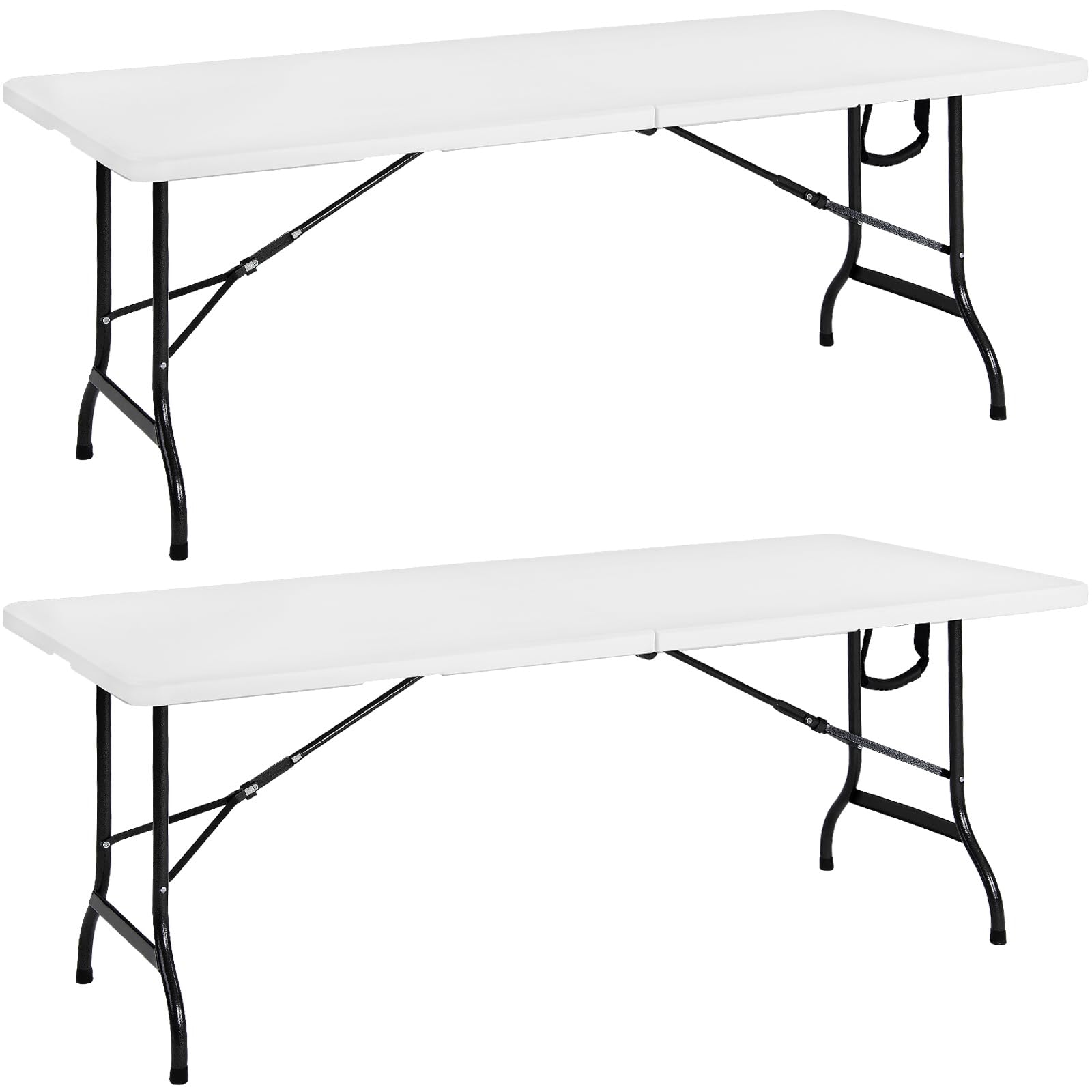 CASARIA Set da 2 Tavoli da Giardino 183x76 cm Pieghevole Resistente Maniglia Trasporto in Plastica Balcone Terrazza Campeggio