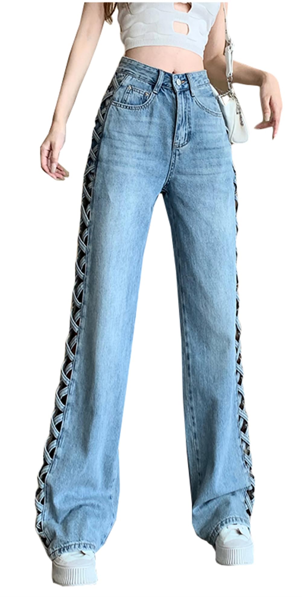 Amazon | [JQBFL] ワイドパンツ デニムパンツ レディース