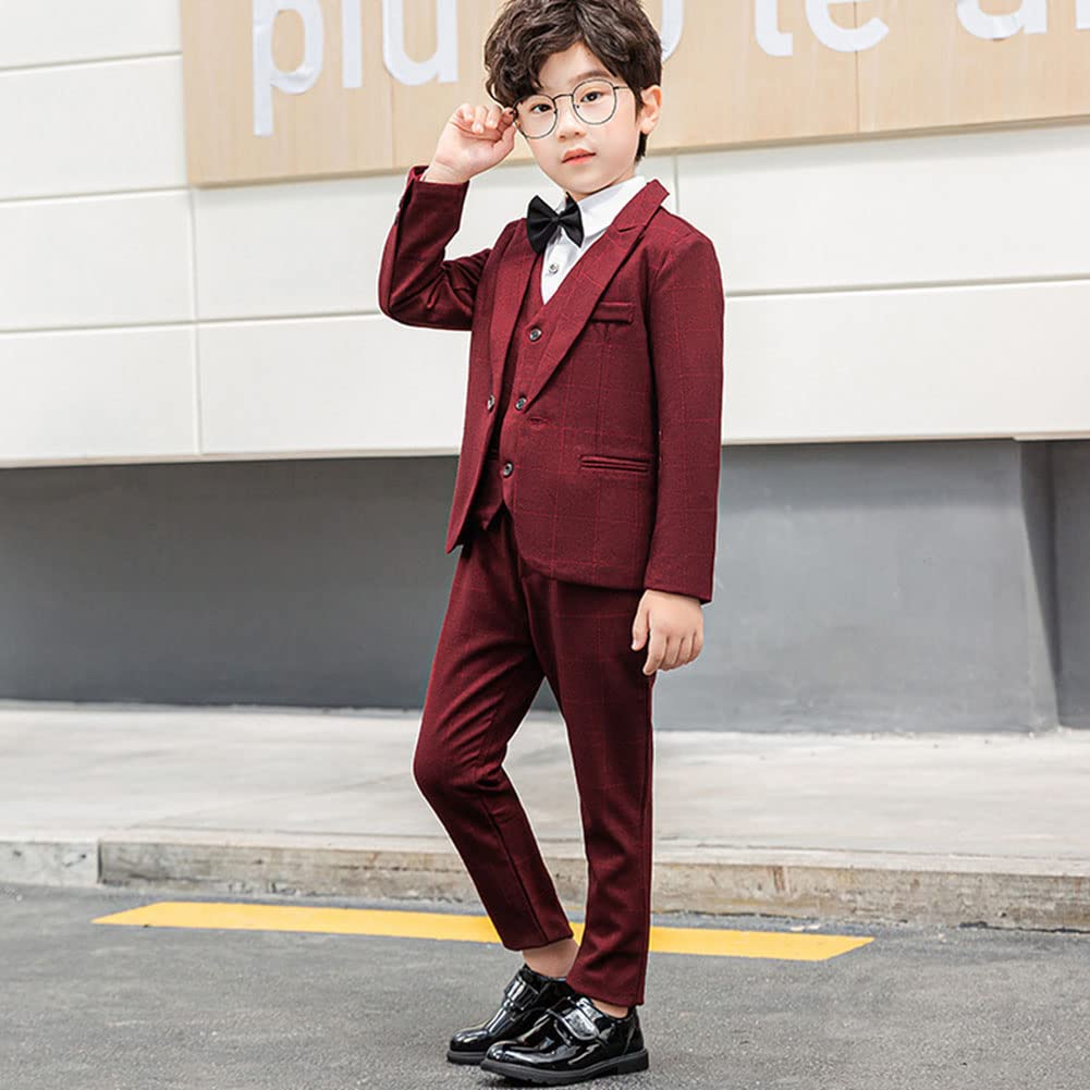 Niño Traje de Ceremonia Conjunto de 4/5 Piezas Slim Fit Formal de Esmoquin Conjunto de Traje Elegante para Bautizo Comunión