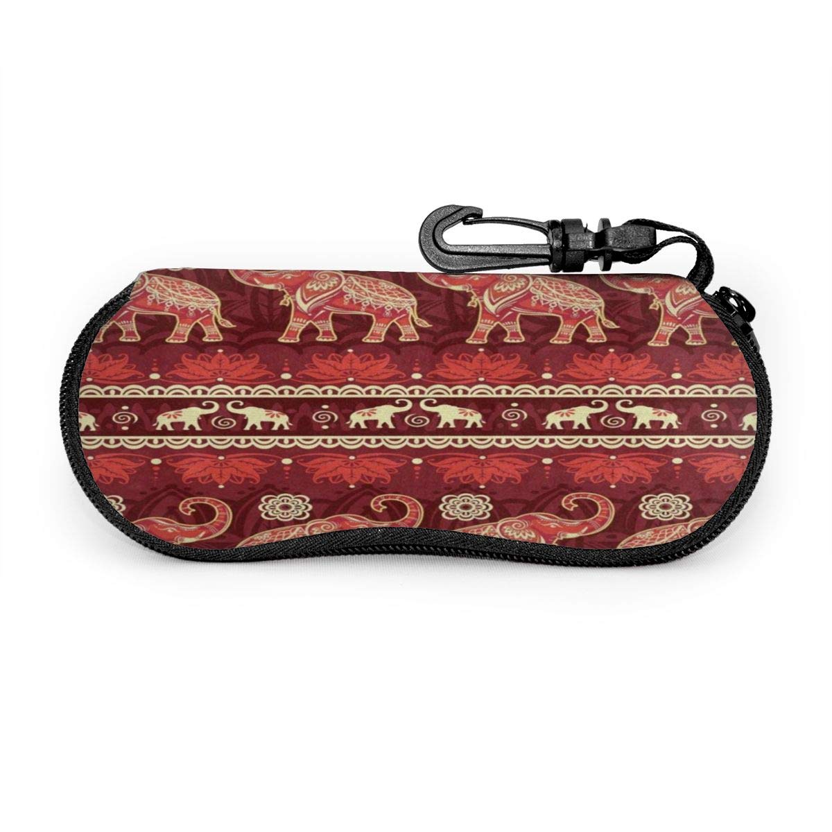 Sunglasses Soft Case for Women Men Red Elephant Animal Mandala Designer Portable LightWeight Eyeglass Case Pouch