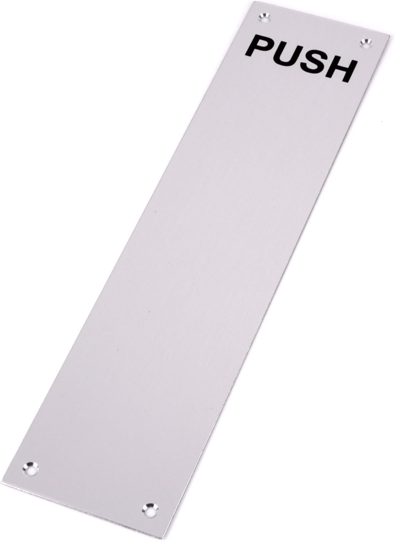 Limited Large Silver Door Finger Plate With Push Text 12"