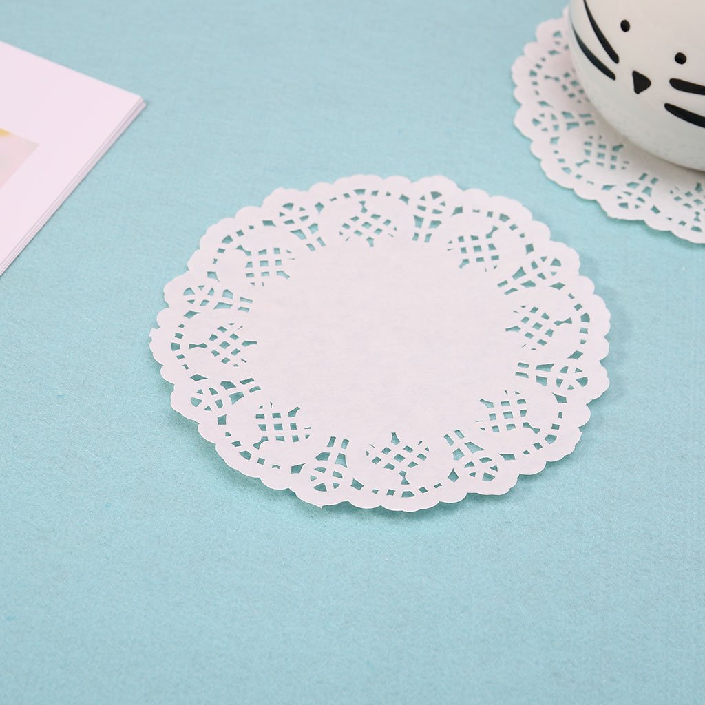 SimpleLife 200 Piezas Tapetes Redondos Encaje Papel 8.9 cm para Boda Fiesta Mesa