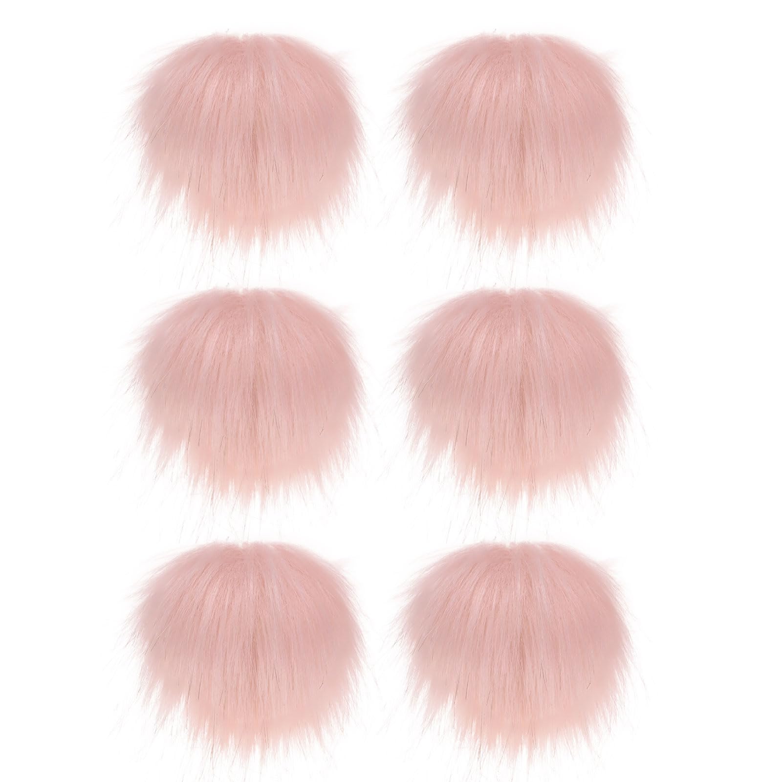 M METERXITY 6-Pack Faux Fur Pom Poms, 3.1 Inch/ 8 cm Soft Fluffy Pompoms Balls with Elastic Loop for Hats/Bags/Keychains/Knitting Accessories/DIY Crafts [Pink]
