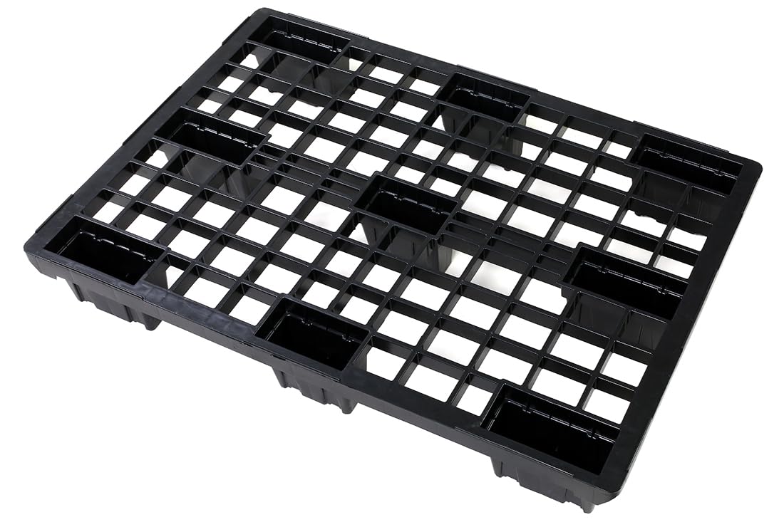 CATOLO Lot de 10 palettes légères, 120 x 80 cm, en plastique européen, jetables, noires
