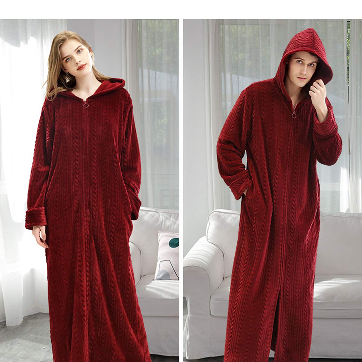 Amazon｜AMACHER 着る毛布 部屋着 ガウン 毛布 メンズ レディース  