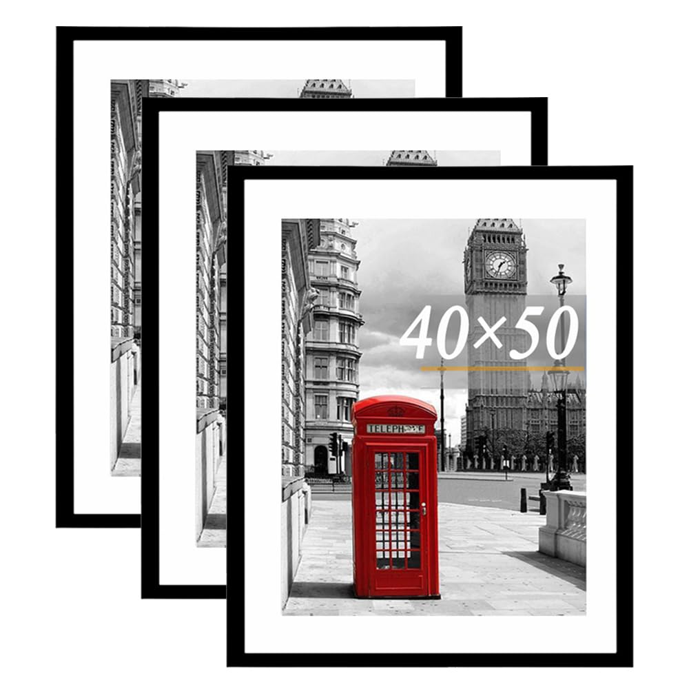 Scholar Tree 3 Pack 40x50 Frame, Black 40x50cm Picture Frames, Wall Hanging Photo Frame