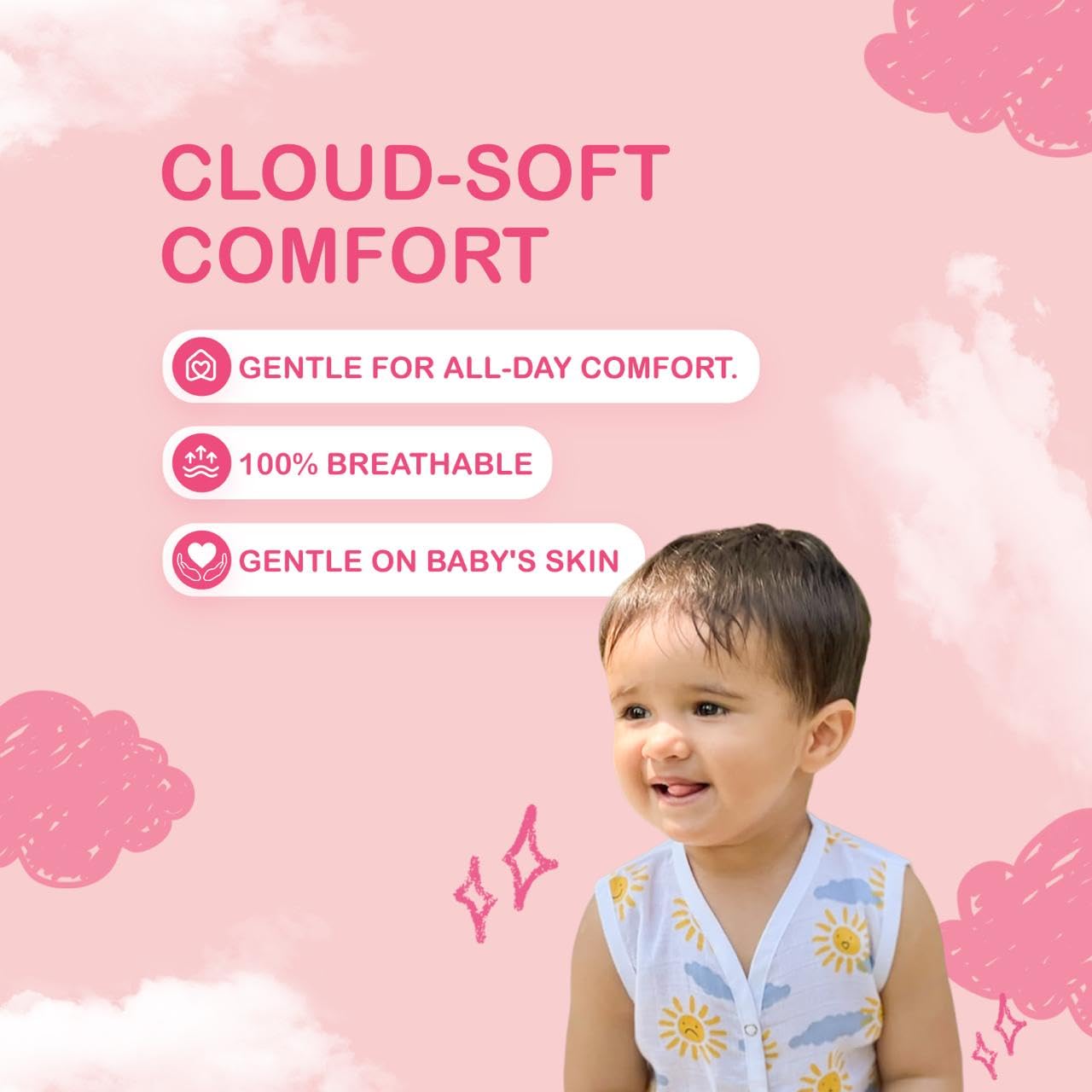 Kidbea® Newborn Baby Jhabla Unisex – Organic Cotton Muslin Top | Soft & Breathable Summer Wear for Boys & Girls | Duck, Chick & Sun Print Infant Clothing 6 to 9 Months - Image 3 thumbnail