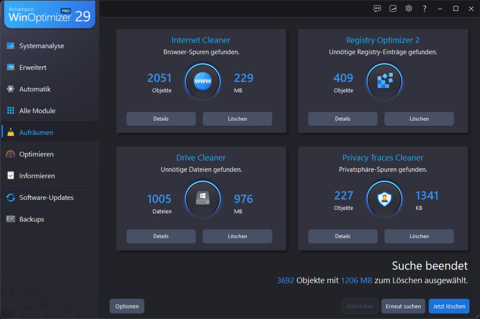 Ashampoo WinOptimizer Pro 29 – Premium PC-Tuning Software für schnelleres, sicheres und optimiertes Windows | 1 Gerät | 1 Benutzer | Aktivierungscode per Product Key Card