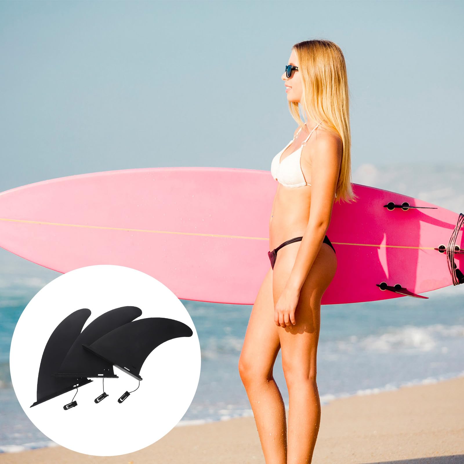 VILLCASE Aletas Centrales de Nailon, 3 Piezas para Tabla de Surf Inflable Negra Clip, Accesorio Estable para Paddle Surf y Longboard en Agua Salada y Dulce