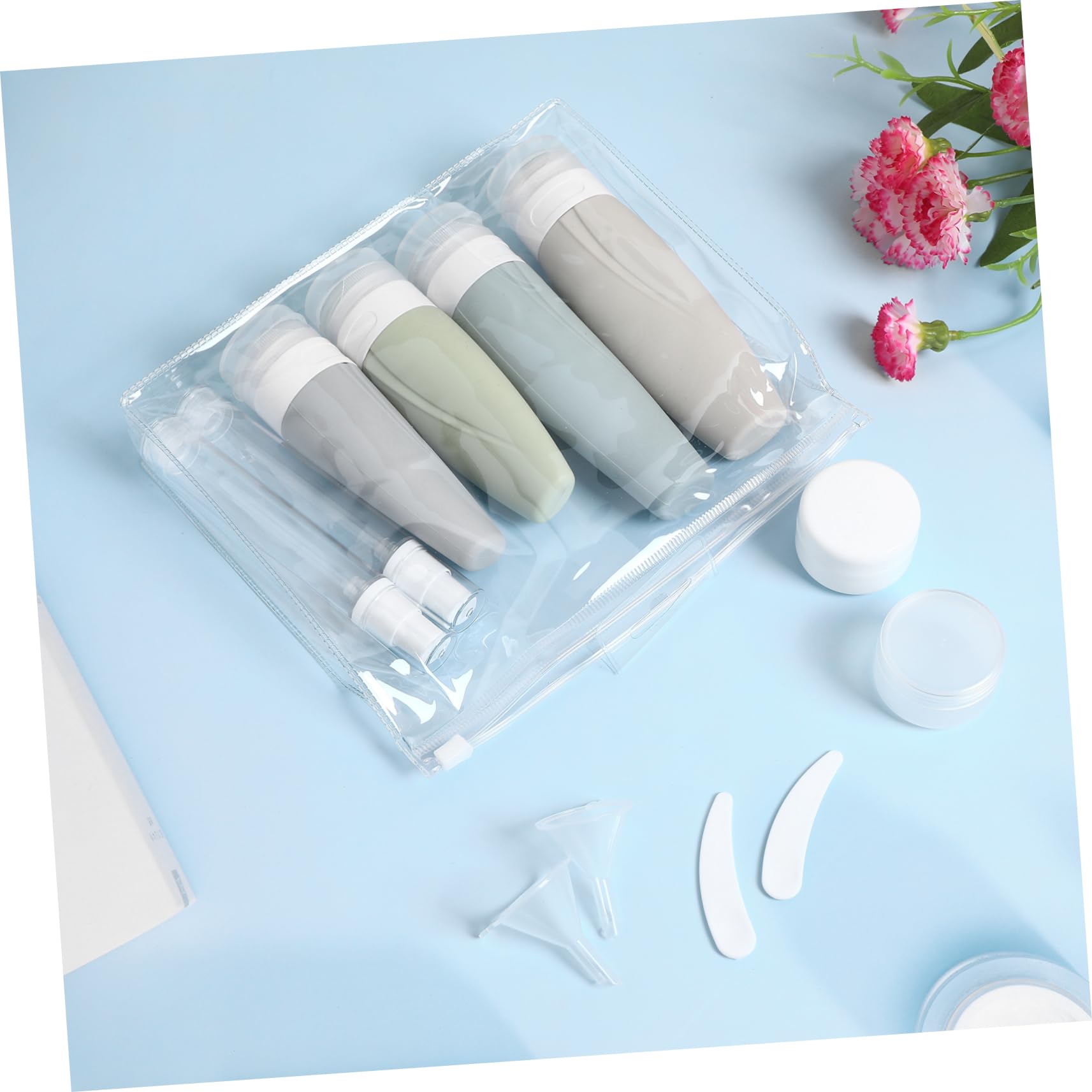 FRCOLOR 4 Sets Silikon Flaschen Set Lotionsflaschen Shampoo Flaschen Quetschflaschen Sprühflaschen Reiseflasche Reisebehälter Für Toilettenartikel Shampoo Spender Toilettenartikel