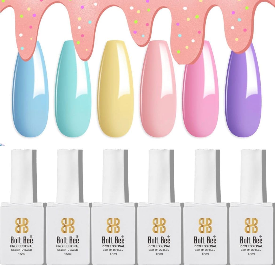 Gel Polish Nail Lacquer - Glossy Gel Finish, Rich Pigmentation, Chip-Free, Quick-Drying Formula - Long-Lasting Nail Polish for Women, 15ml Set" (51+21+34+133+44+18; 15ml)-image-10
