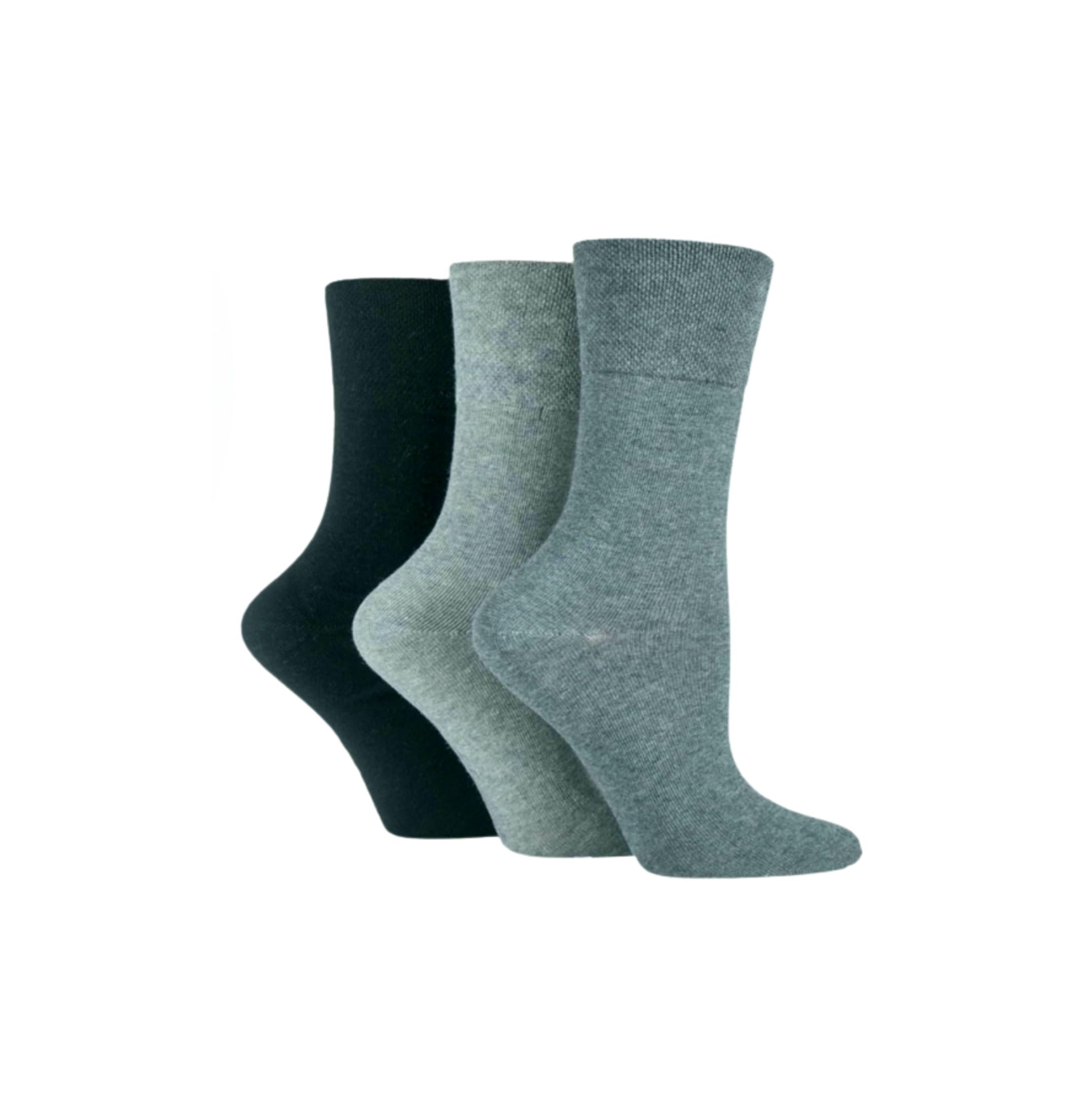 Veesori Unisex Grey Ladies Diabetic Seamless Toe Honeycomb Top Non Elastic Socks 3 Pairs Size 4-8 (Grey)