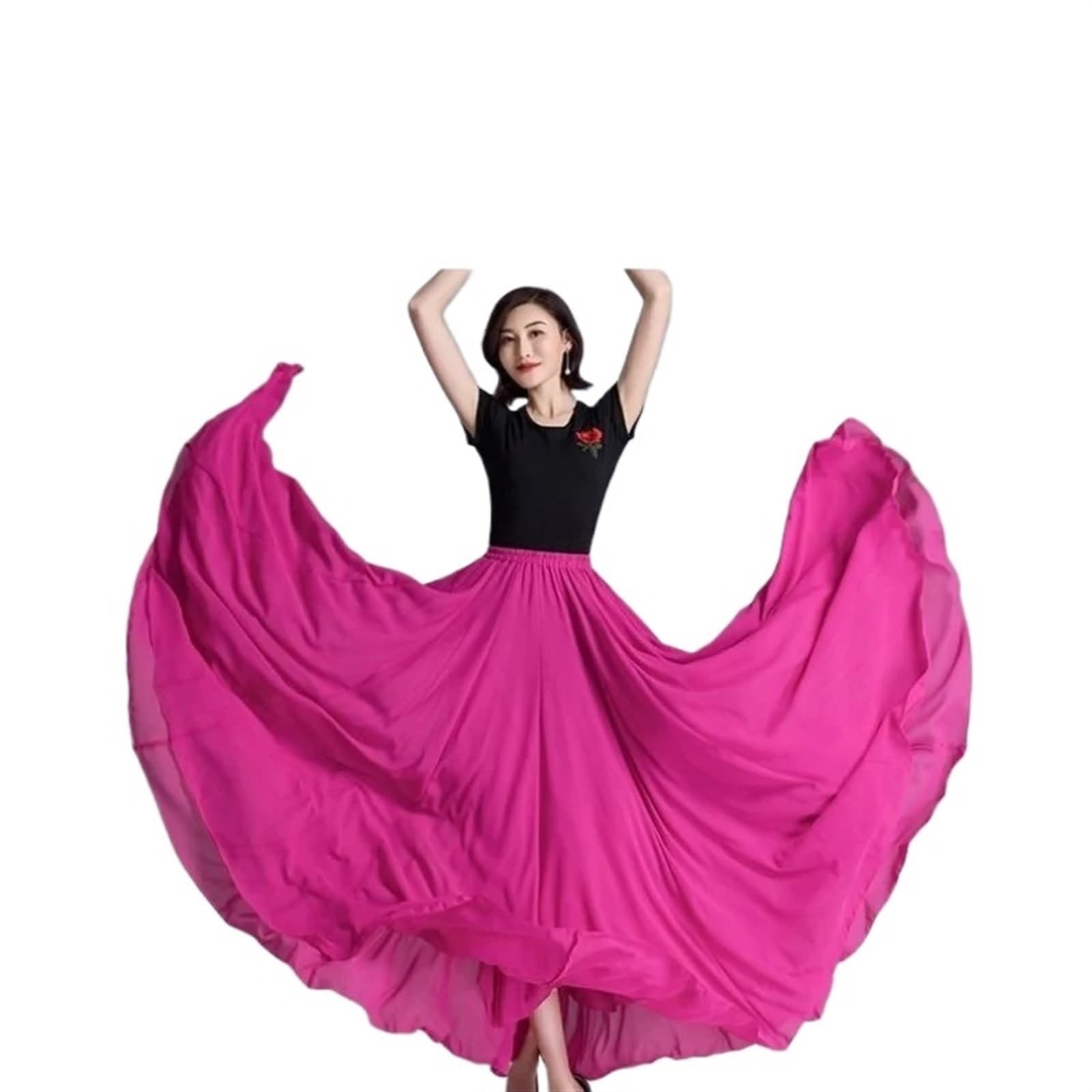 Jupette Danse Classique Fille Jupe de Danse Longue plissée à 720 degrés for Femmes, Couleur Unie, Taille Haute, en Mousseline de Soie, Grande Jupe pivotante(Ice Blue,95cm)