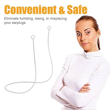 2pcs Earplugs Connector Cord, 18.9in Silicone Ear Plugs With Lanyard Ear Plugs Anti-Lost Strap Anti-Tug Ear Plugs For Earbuds With Detachable Tips Cord Preventing Earphone From Falling(White