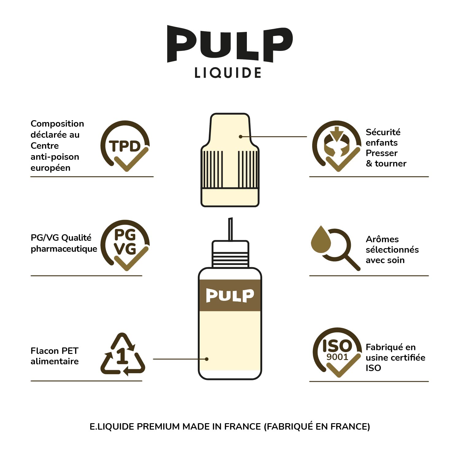 E-Liquide Cigarette Electronique PULP PAR 5 - Tennessee - Got : Classique  blond  Sans Nicotine  70 PG/30 VG - Pack de 5 fioles = 50 ml - Fabriqu  en France : Amazon.fr: High-Tech