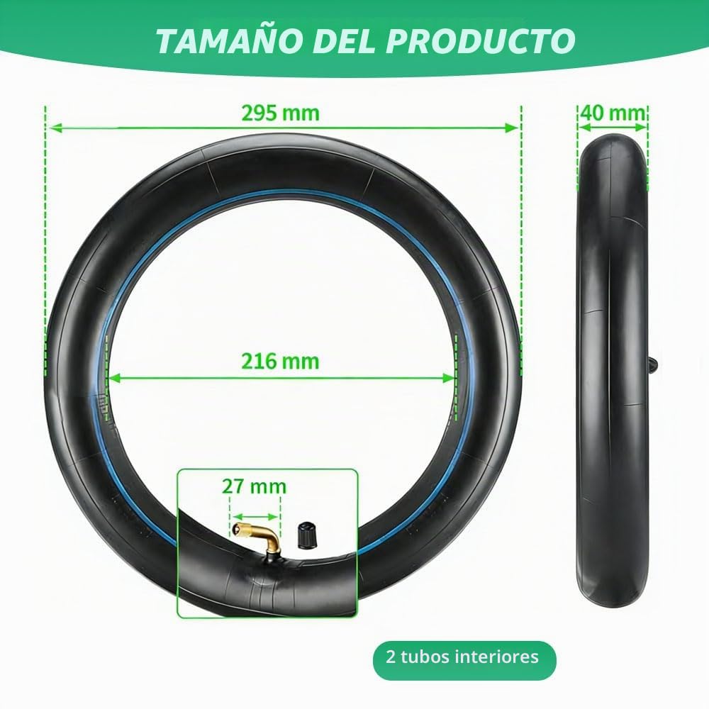 Cámara de aire de 12 pulgadas, 12 1/2 x 2 1/4 57-203, válvula angular de 45°, manguera para neumáticos 12/12,5 x 1,75/1,95/2,10/2,125, cámara de bicicleta, bicicleta infantil, cochecito (2 unidades)