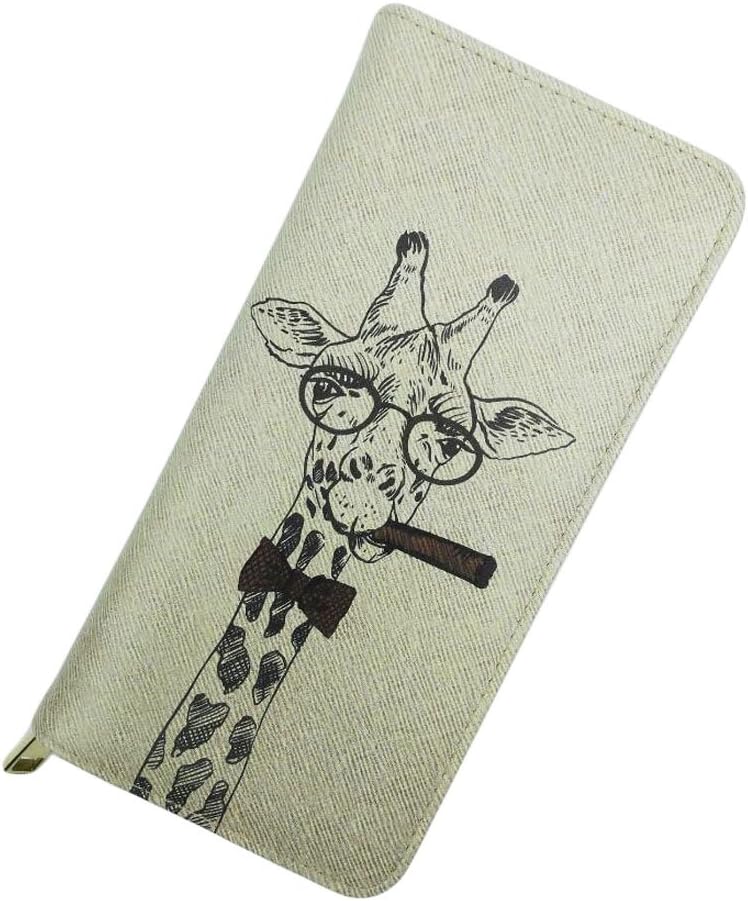 Ylen Women Cartoon Giraffe Large Capacity Clutch Bag Zipper Wallet Long Purse Card Holder