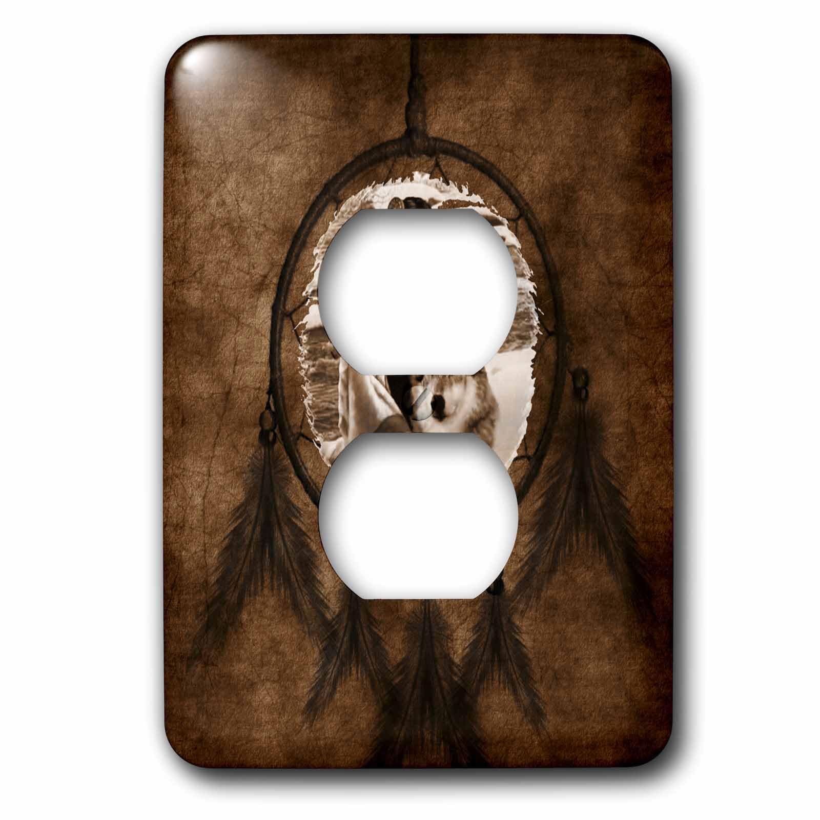 Loup indien plaque interrupteur pour sublimer votre salon amérindien