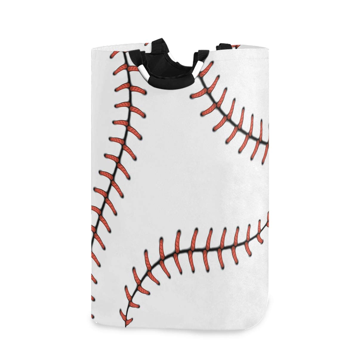 Red Stitching Baseball Large Laundry Basket Softball Laces Collapsible Laundry Hamper with Handles Waterproof Clothes Washing Bin Dirty Baskets Storage for Home College Dorm Bathroom