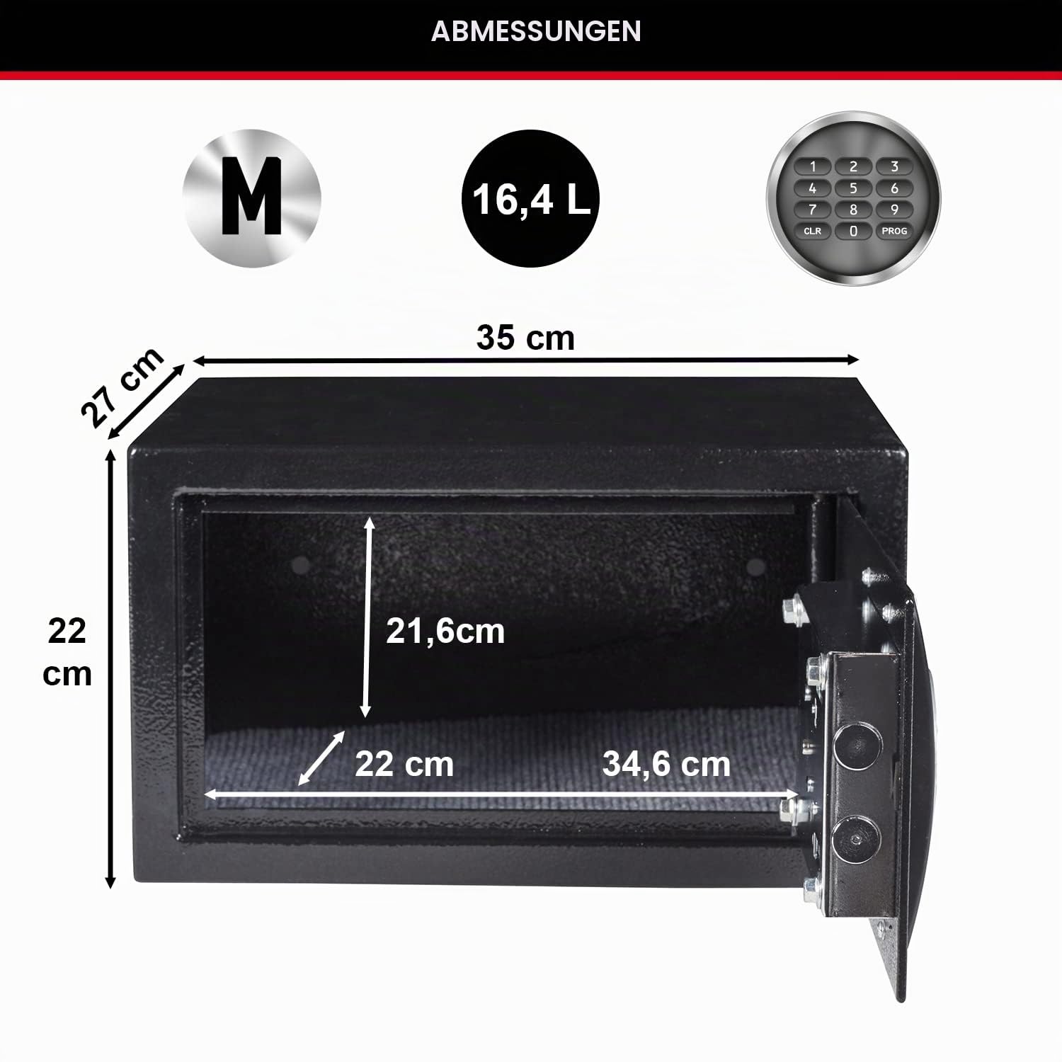 Master Lock Tresor mit Zahlenschloss, elektronische Kombination, 16 L, 22 x 35 x 27 cm