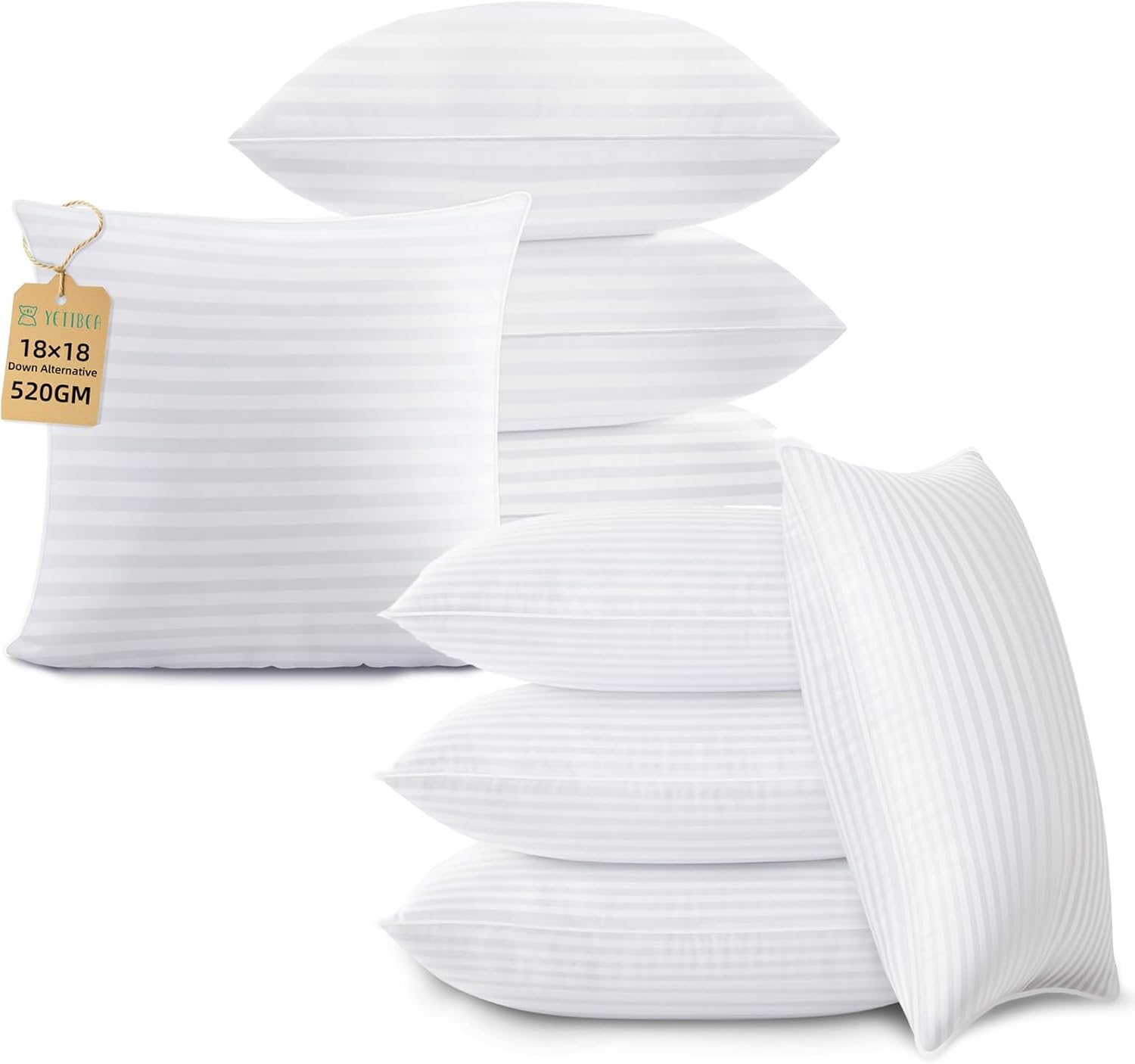 Premium Soft 18 * 18 Pillow Insert 4pack with Luxury Supportive 12 * 20 Pillow Inserts 4pack