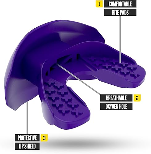 Miniatura 55 de Nxtrnd One - Protector bucal de fútbol, correa incluida, se adapta a adultos y jóvenes (azul claro)