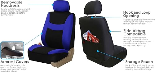 Miniatura 4 de Cubreasientos FH-FB030115 de FH GROUP, tela ligera y transpirable, compatibles con airbag, incluye almohadilla antideslizante para salpicadero