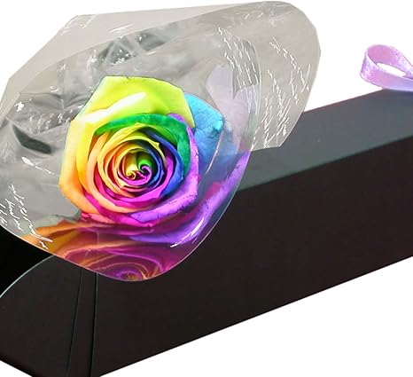 Amazon さりげなく かっこいい 一輪だけでものある花束 ブラックｂｏｘレインボーローズ生花一輪 日時指定無料 花束 オンライン通販