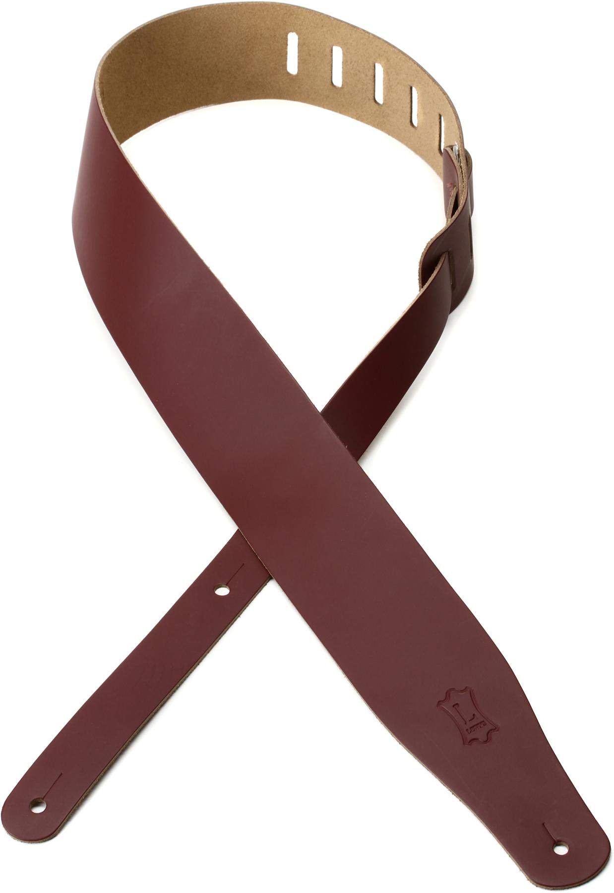 Levy's - Burgundy 2,5" (6,35 cm), regulowany 96-132 cm, skórzany pasek do gitary i basu (M26-BRG)