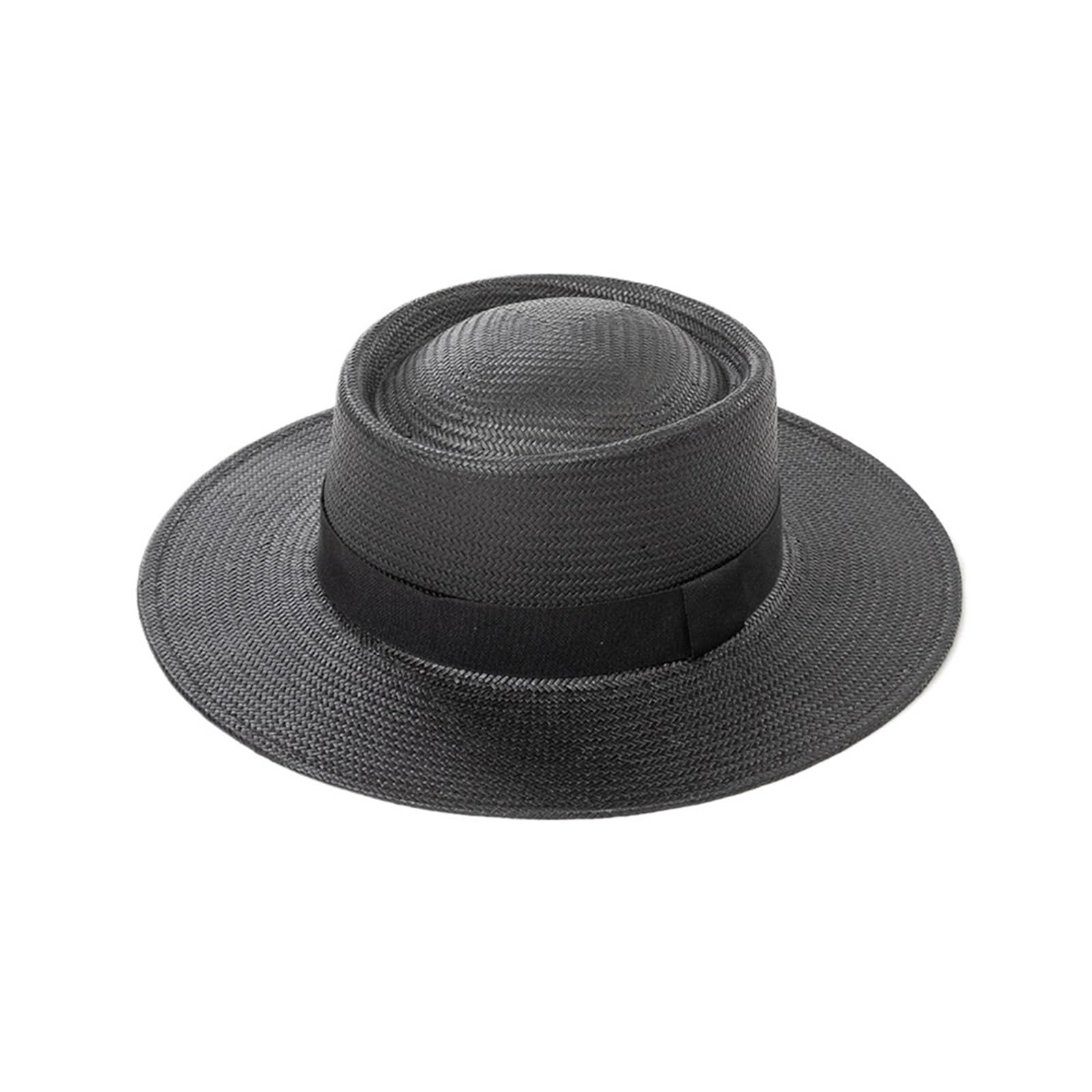 Cappello di Paglia a Tesa Larga Lavorato a Mano per Viaggi Estivi - Protezione Solare Casual Nera