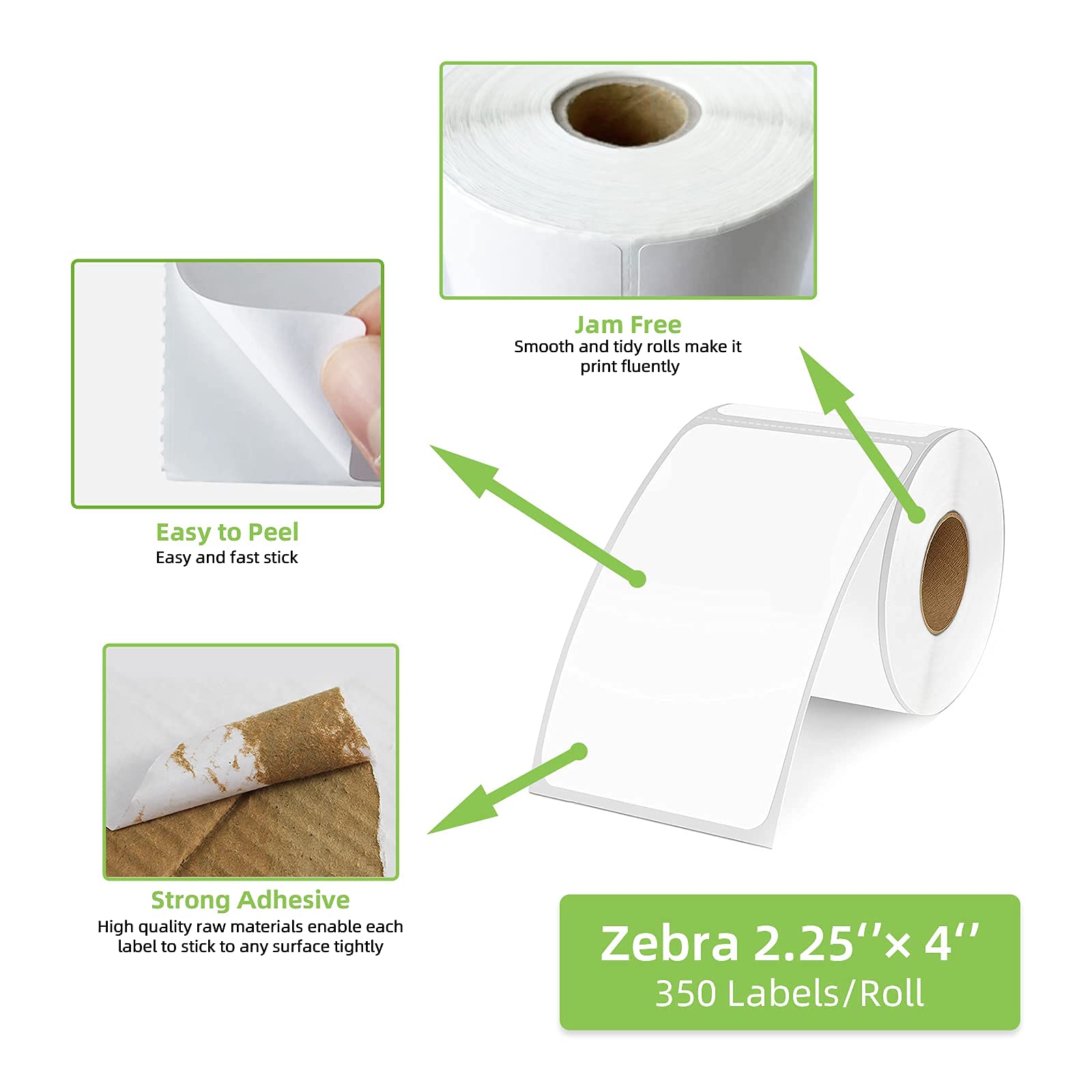 Etichette termiche dirette con adesivi, per spedizioni, perforate 2-1/4 X 4 inch (12 Rolls, 350/Roll)