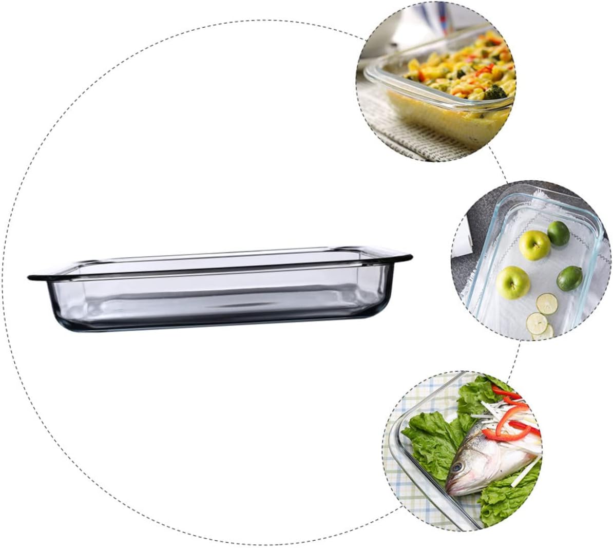 1pc Rectangular Glass Baking Pan Lids Oven Casserole Dish Heat-resistant Glassware for Oven