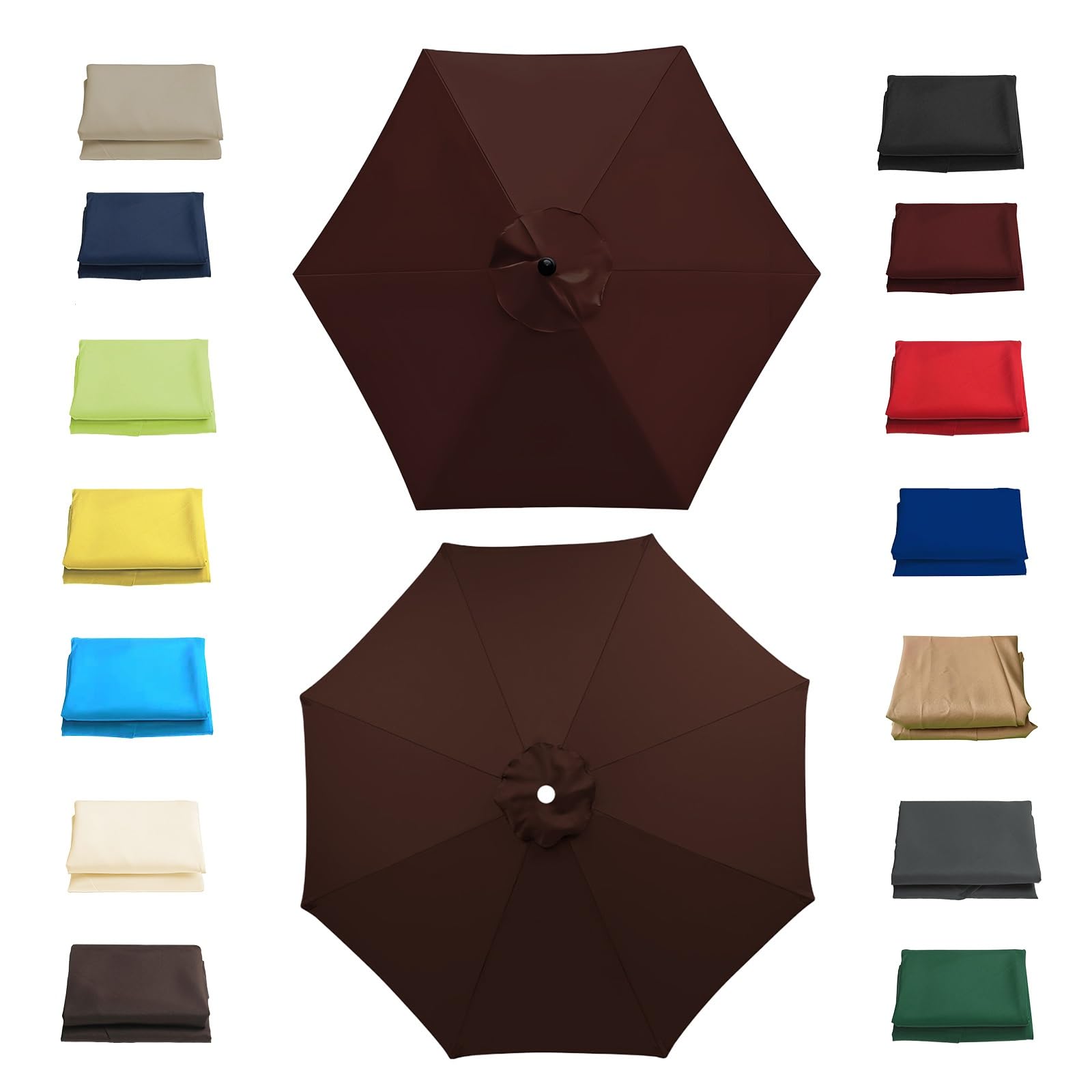 Garden Parasol Replacement Canopy Waterproof, 2m 2.30m 2.7m 3.0m Replacement Parasol Canopy Cover for Patio Pool Outdoor, Anti-UV Strong Sunshade Umbrella Cloth for 6/8 Ribs(Coffee,3.0m/8 Arms)