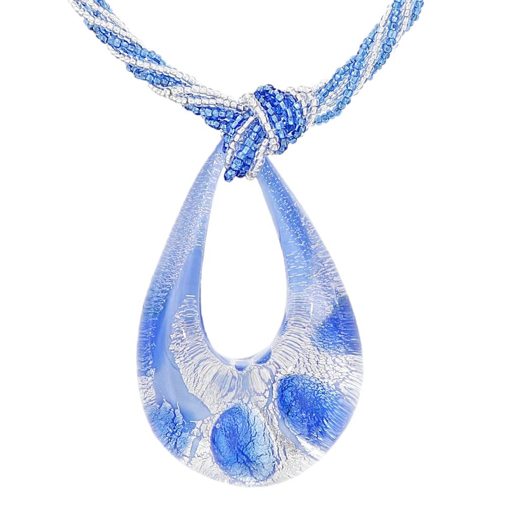 Venetiaurum - Collier ras du cou pour femme avec pendentif goutte en verre de Murano original et argent 925 - Bijou Certifié Made in Italy