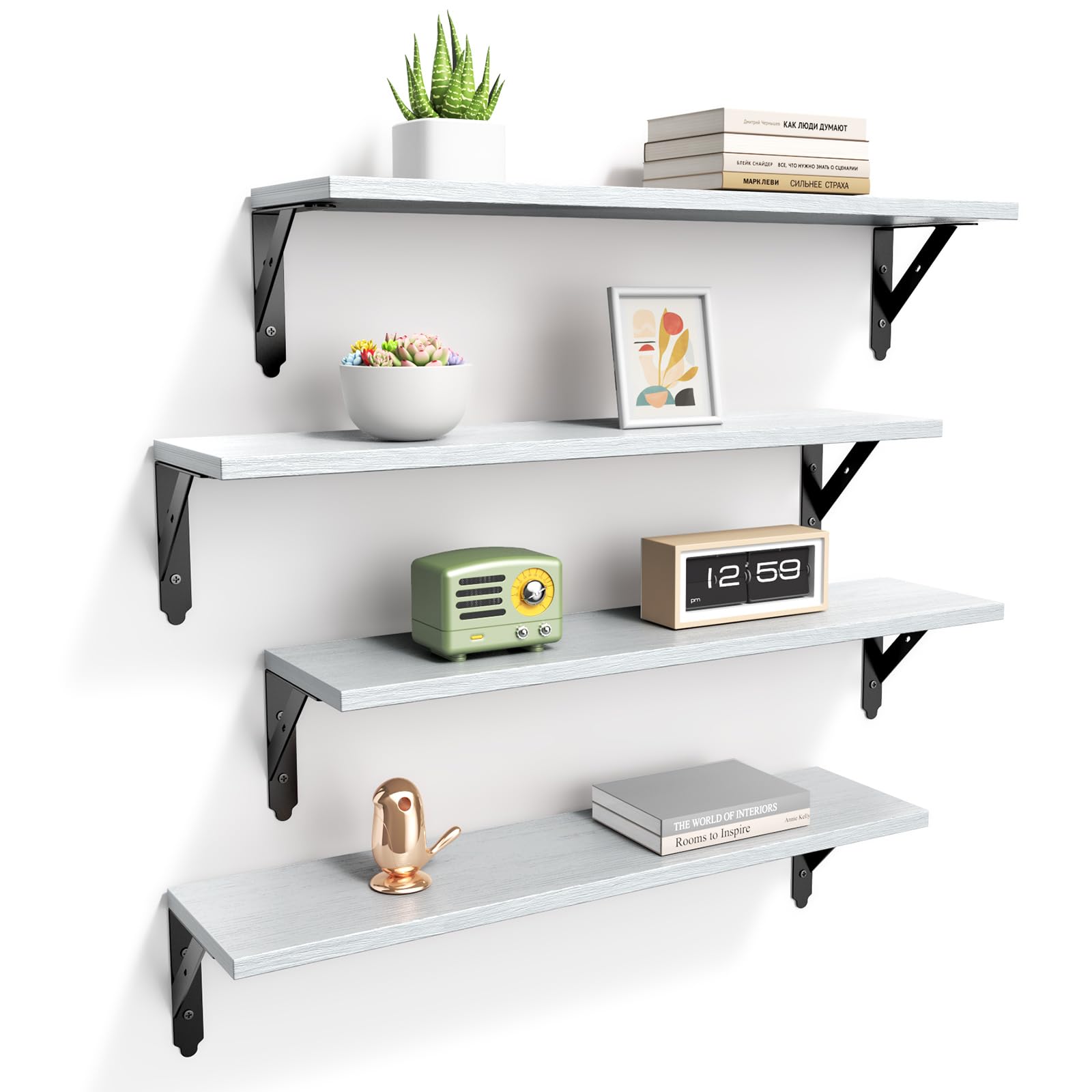 Black Floating Shelves - Set of 4 -15
