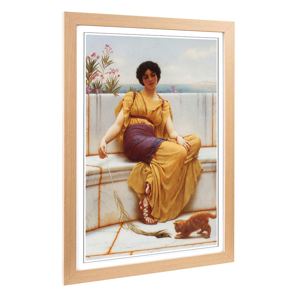 Big Box Art Framed Print of John William Godward Idleness Design | Wall Art Picture | Home Decor for Kitchen, Living, Dining Room, Bedroom, Hallway, Office, Oak, A2 / 24.5x18 Inch / 62x45cm