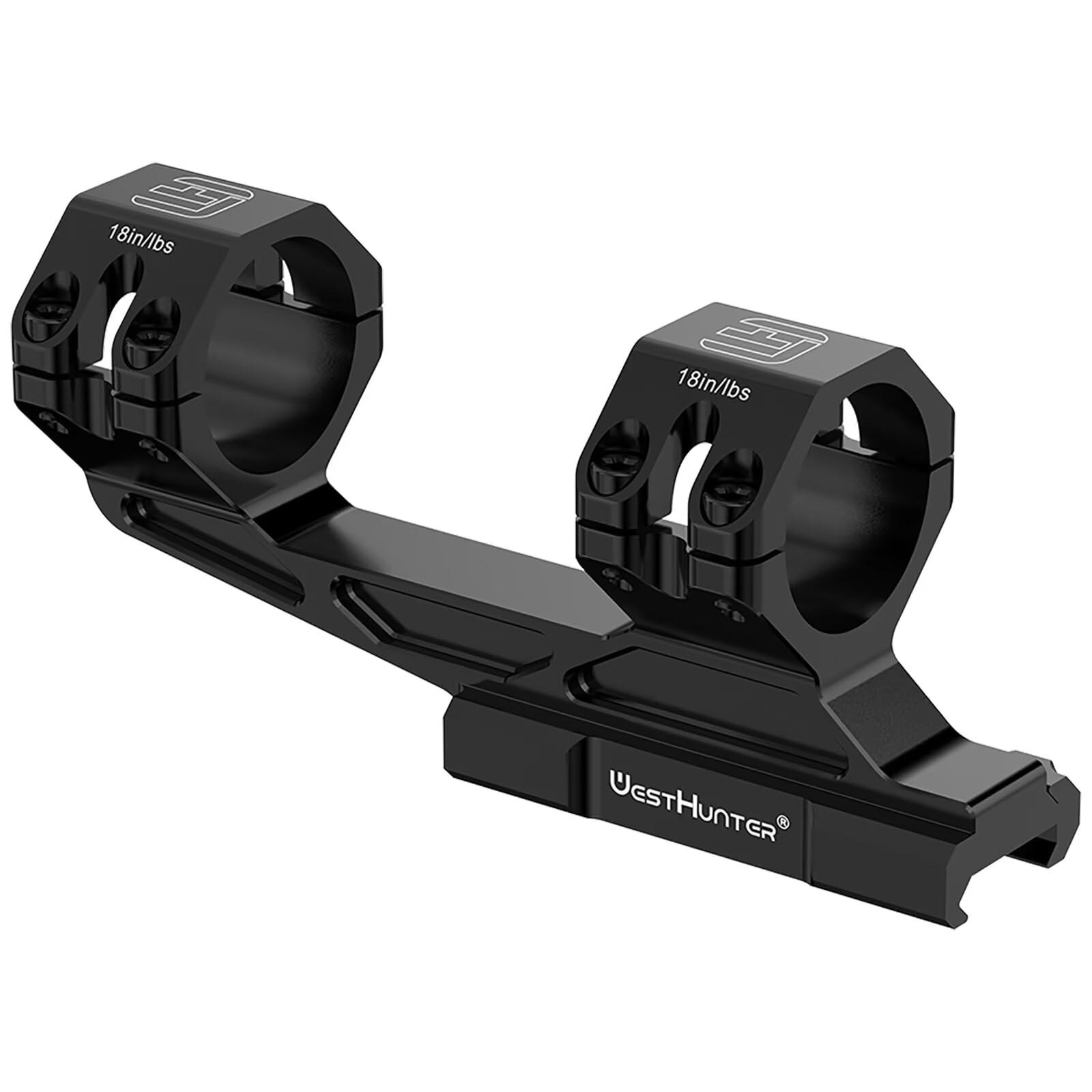 WestHunter Optics Präzisions-Cantilever-Picatinny-Montage für Zielfernrohre, 30mm/34mm Rohrdurchmesser, Versetzte Doppelte Ringe, Leichter Einteiliger Zielfernrohr Montage - Libelle | Basismodell