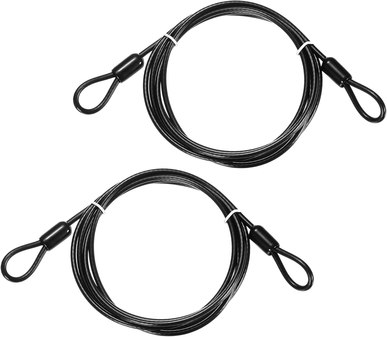 Security Cable with Loops [2Pcs] - 4.92ft / 193.7 Inch Stainless Steel Luggage Lock Safety Cable Use for Bikes & Luggage & Toolbox, & Tent - [Black] Wire Rope Lanyard