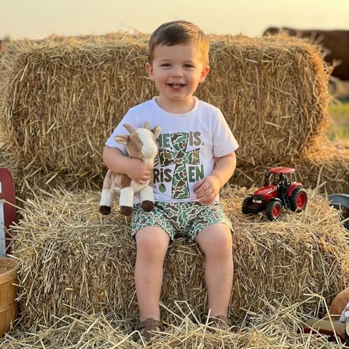 Image of Toddler Boy Easter Outfit Letter Cross Short Sleeve T Shirt Camouflage Shorts Set 2T 3T 4T 5T Summer Outfits