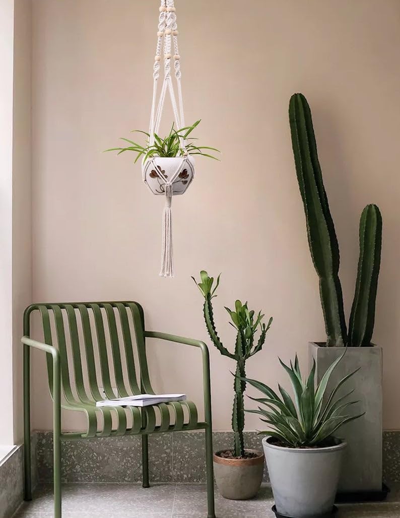 5 pack of white Macramé Plant Hangers image 2