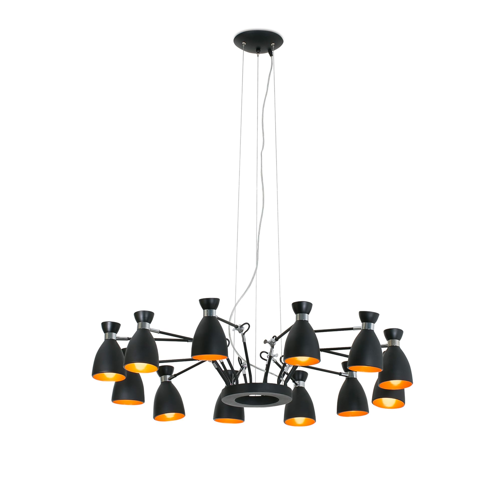 Faro Barcelona 20048 - RETRO 12L Lampada sospensione nera e rame