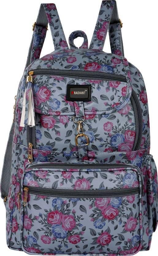 Grey-Purple 30 Liters Casual Backpack for Girls With Quick Access Zippered Front Pocket | Soft Touch Fabric, 3 Compartments, Stylish Design | Trendy Backpack-image-9