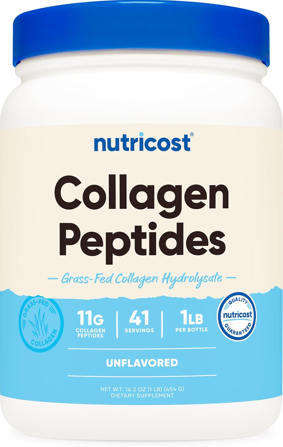 Nutricost Collagen Peptides Powder 1LB (454 G) - Grass Fed Bovine Collagen Hydrolysate (Unflavored)
